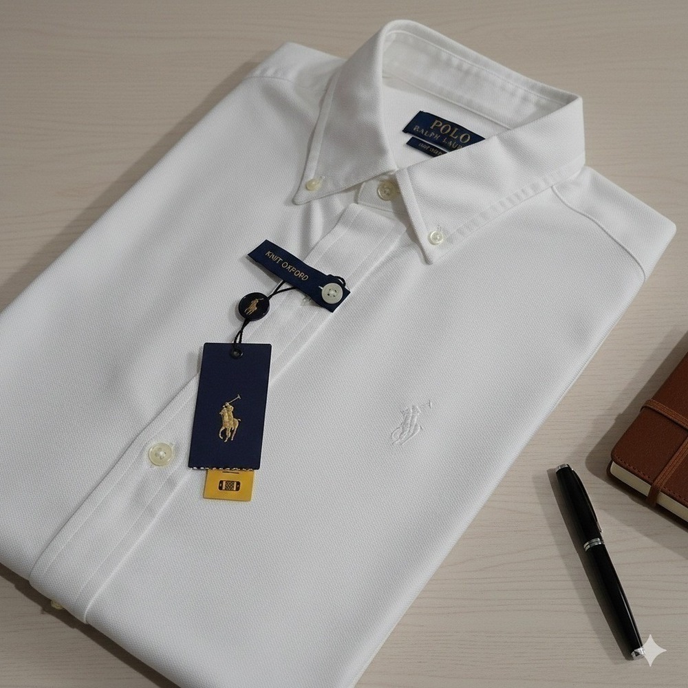 Polo Ralph Lauren Men's Knit Oxford Shirt White Long Sleeve Size XXL NWT